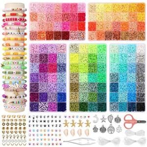 LANGTAOSHA 17250pcs Clay Beads Bracelets Making Kit 3 Boxes Jewelry Making Kit